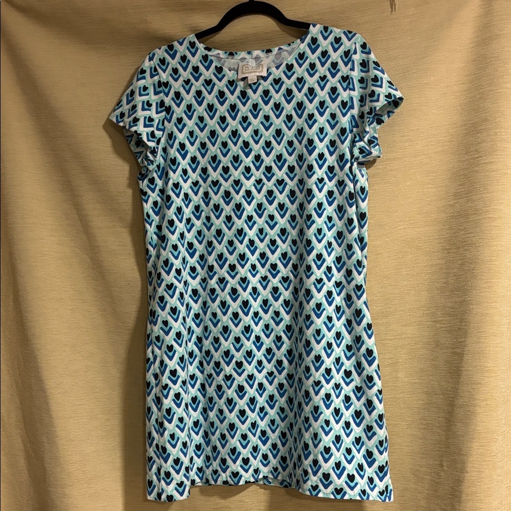 Sail to Sable Blue and White Geometric Mini‎ Dress